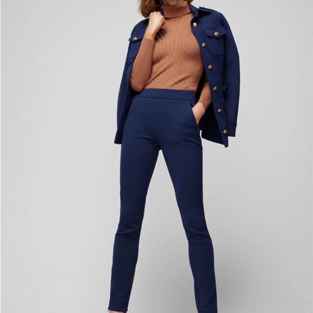 WHBM Luxe Skinny Pant, Navy, Size 4L